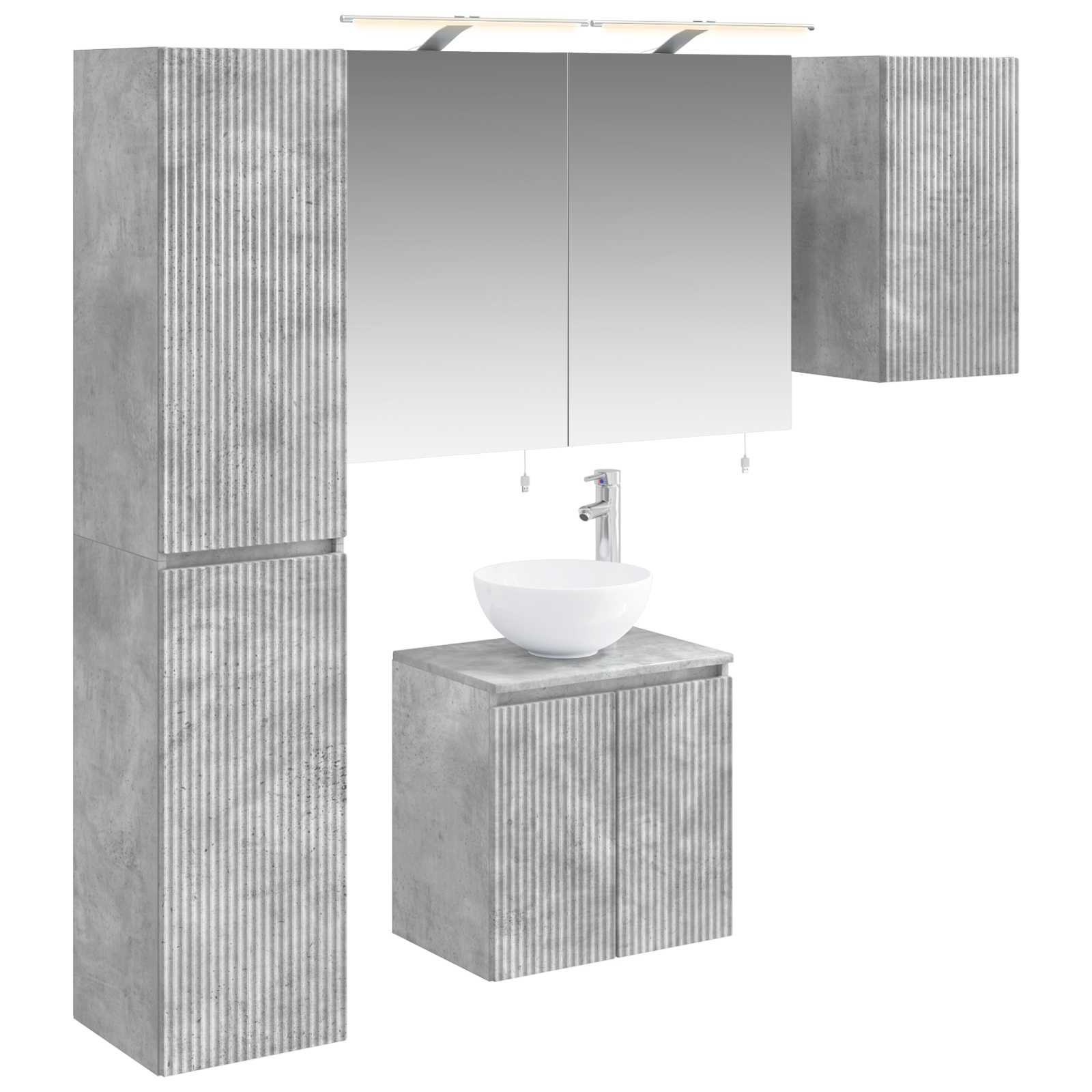 vidaXL Bathroom Cabinet Set 5 pcs Concrete Grey Engineered Wood 2