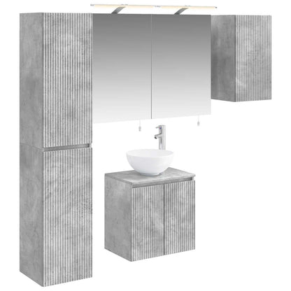 vidaXL Bathroom Cabinet Set 5 pcs Concrete Grey Engineered Wood 2