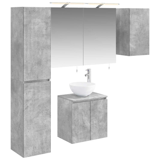 vidaXL Bathroom Cabinet Set 5 pcs Concrete Grey Engineered Wood 2