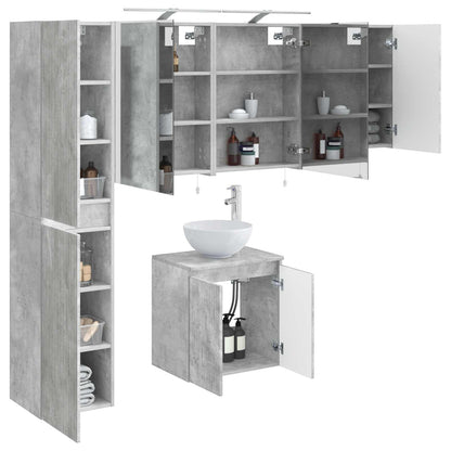 vidaXL Bathroom Cabinet Set 5 pcs Concrete Grey Engineered Wood 3