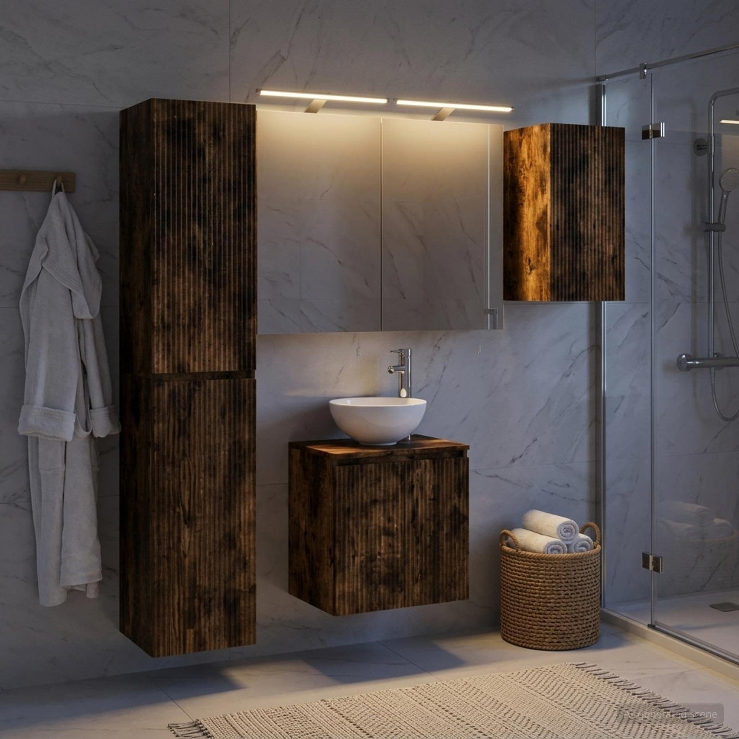 vidaXL Bathroom Cabinet Set 5 pcs Smoked Oak Engineered Wood 4