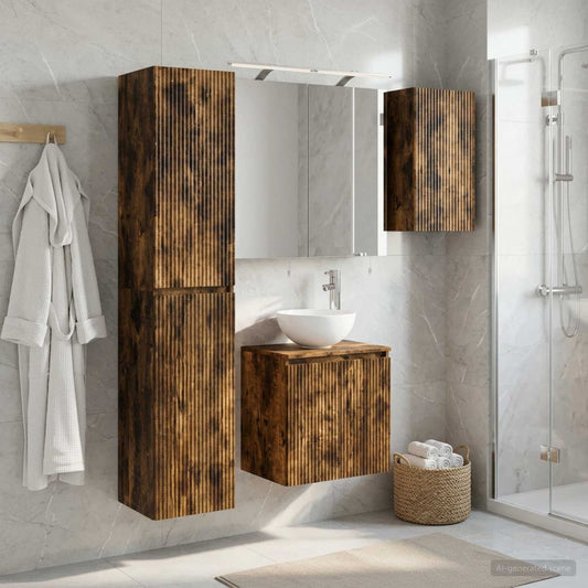 vidaXL Bathroom Cabinet Set 5 pcs Smoked Oak Engineered Wood 1