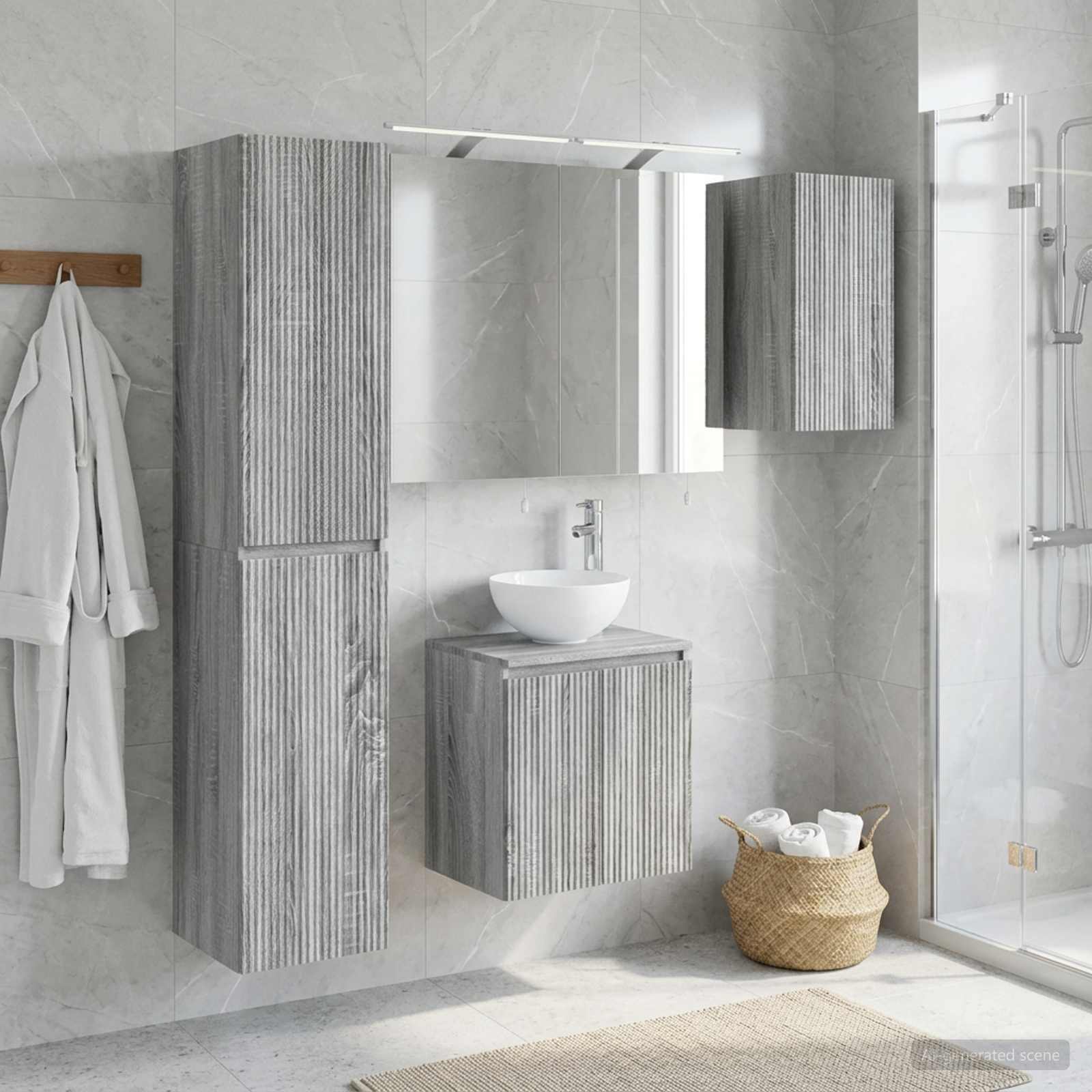 vidaXL Bathroom Cabinet Set 5 pcs Grey Sonoma Engineered Wood 4