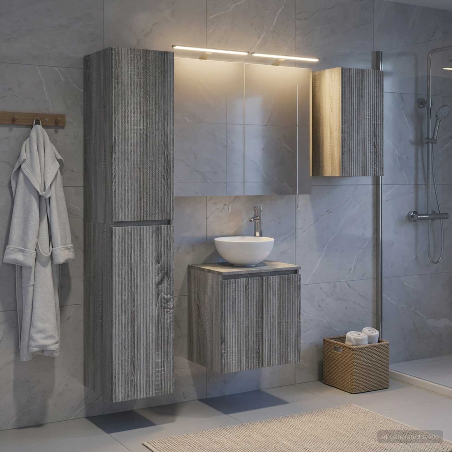 vidaXL Bathroom Cabinet Set 5 pcs Grey Sonoma Engineered Wood 1