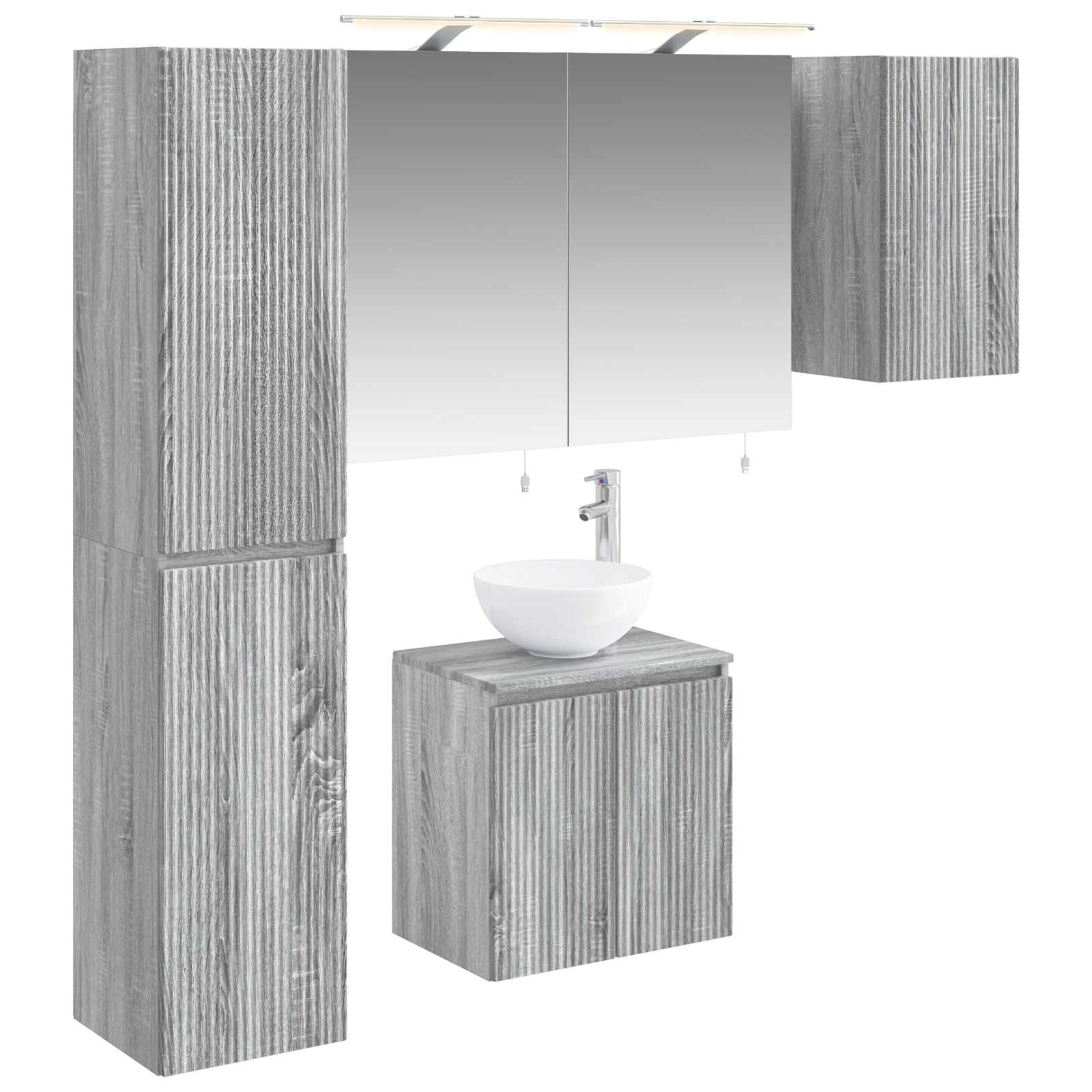 vidaXL Bathroom Cabinet Set 5 pcs Grey Sonoma Engineered Wood 2