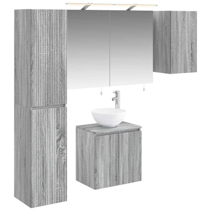 vidaXL Bathroom Cabinet Set 5 pcs Grey Sonoma Engineered Wood 2