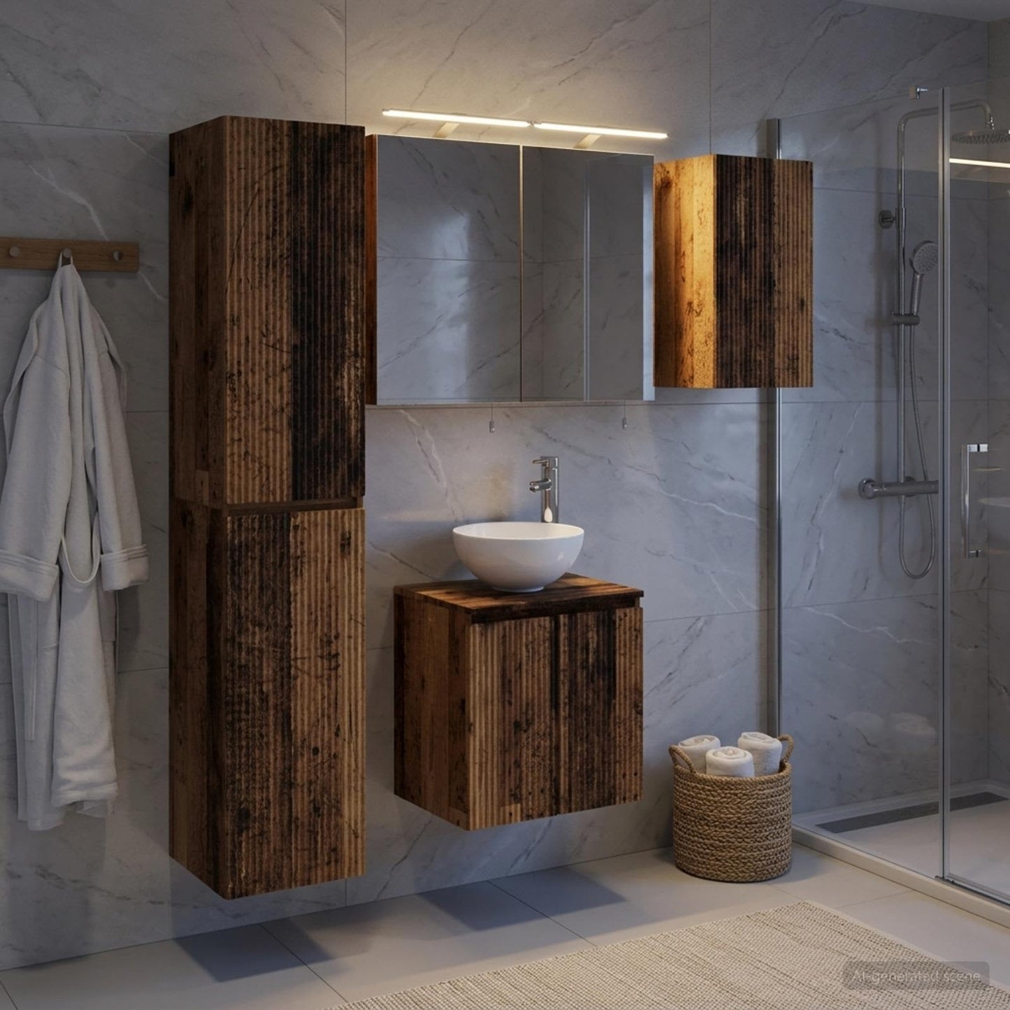 vidaXL Bathroom Cabinet Set 5 pcs Old Wood Engineered Wood 4