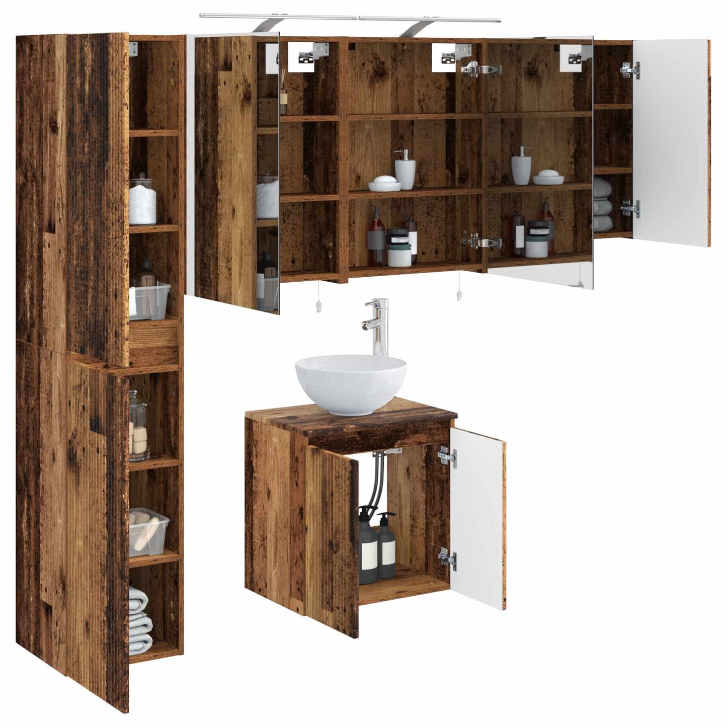 vidaXL Bathroom Cabinet Set 5 pcs Old Wood Engineered Wood 3