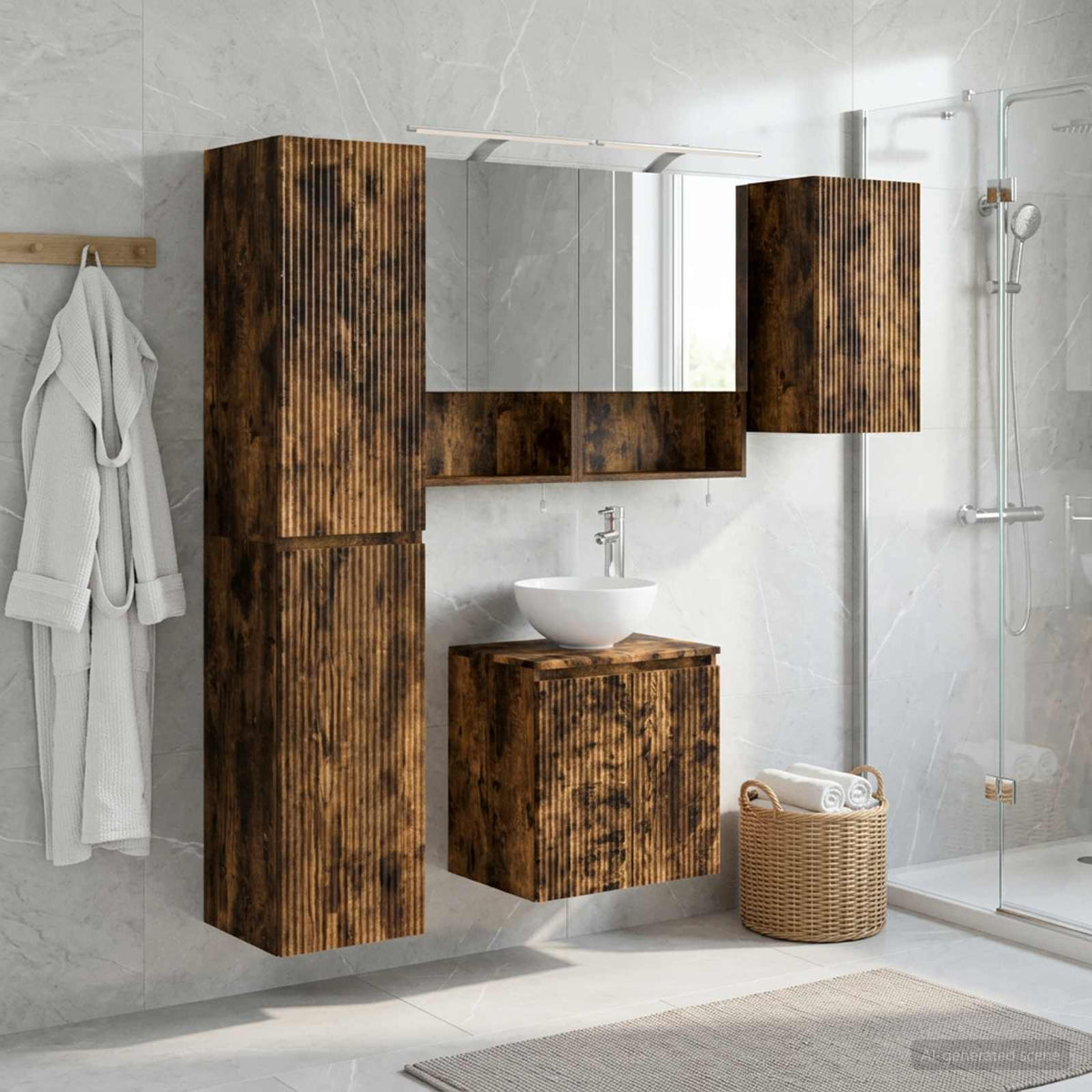vidaXL Bathroom Cabinet Set 5 pcs Smoked Oak Engineered Wood 1