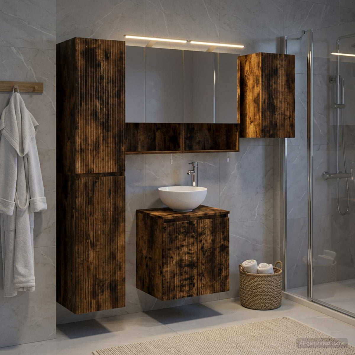 vidaXL Bathroom Cabinet Set 5 pcs Smoked Oak Engineered Wood 4