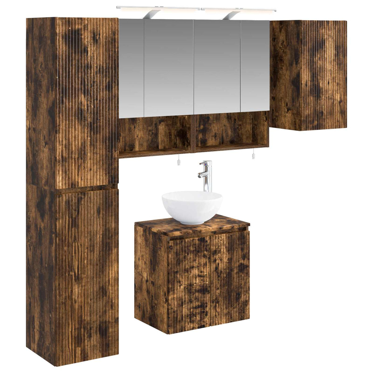 vidaXL Bathroom Cabinet Set 5 pcs Smoked Oak Engineered Wood 2