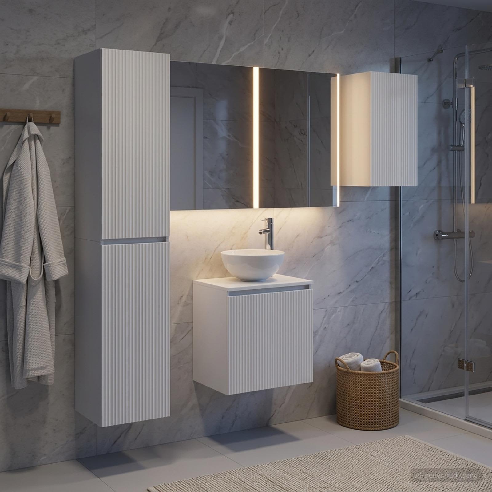 vidaXL Bathroom Cabinet Set 5 pcs White Engineered Wood 4