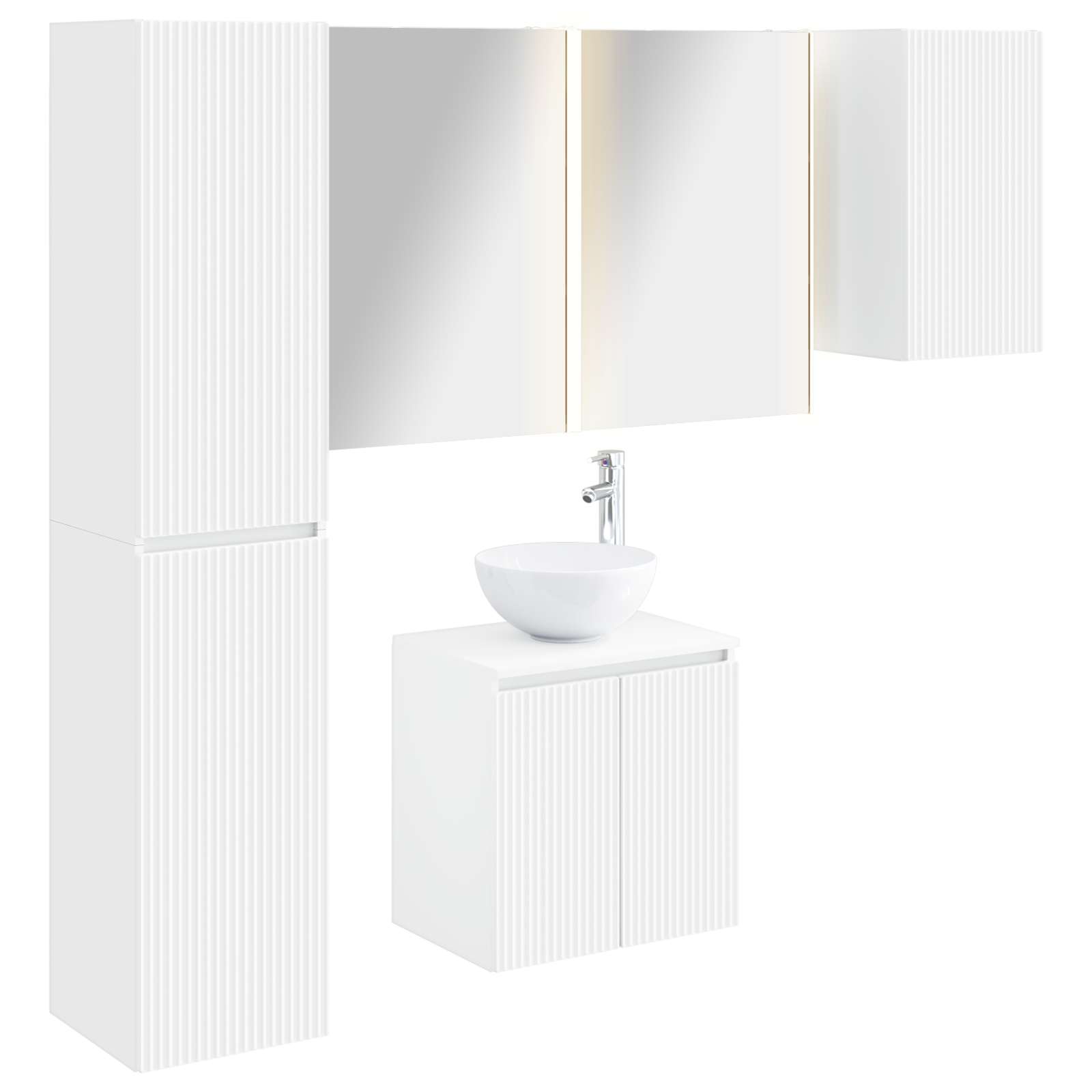 vidaXL Bathroom Cabinet Set 5 pcs White Engineered Wood 2