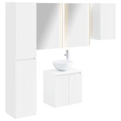 vidaXL Bathroom Cabinet Set 5 pcs White Engineered Wood 2