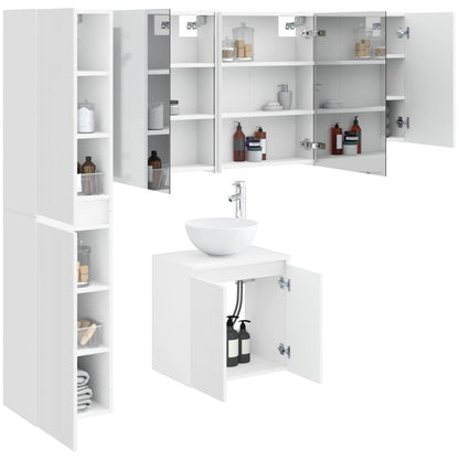 vidaXL Bathroom Cabinet Set 5 pcs White Engineered Wood 3