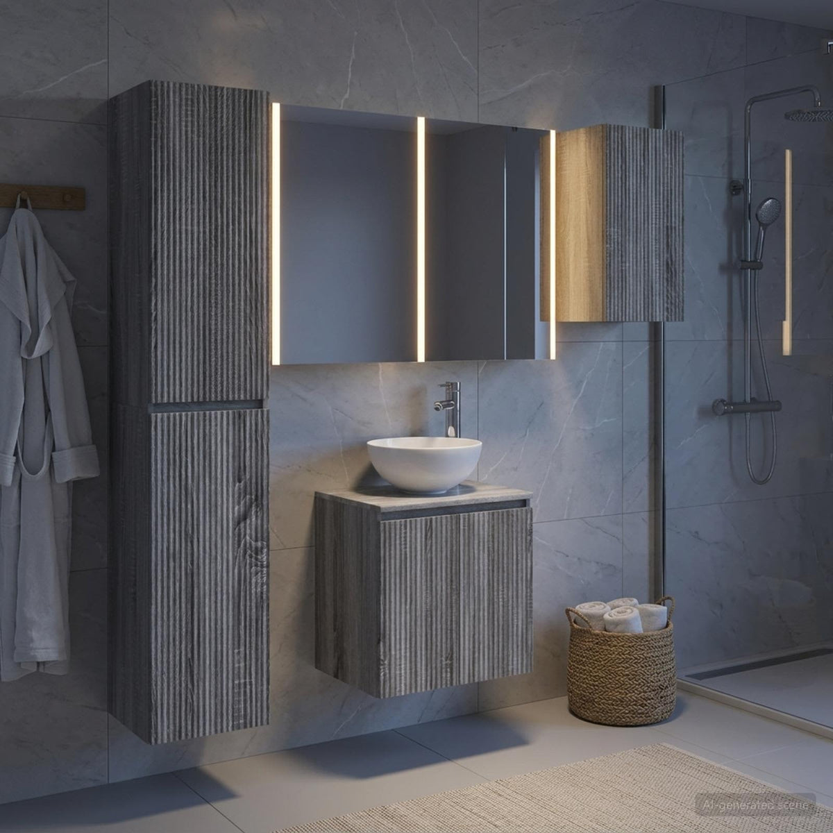 vidaXL Bathroom Cabinet Set 5 pcs Grey Sonoma Engineered Wood 4