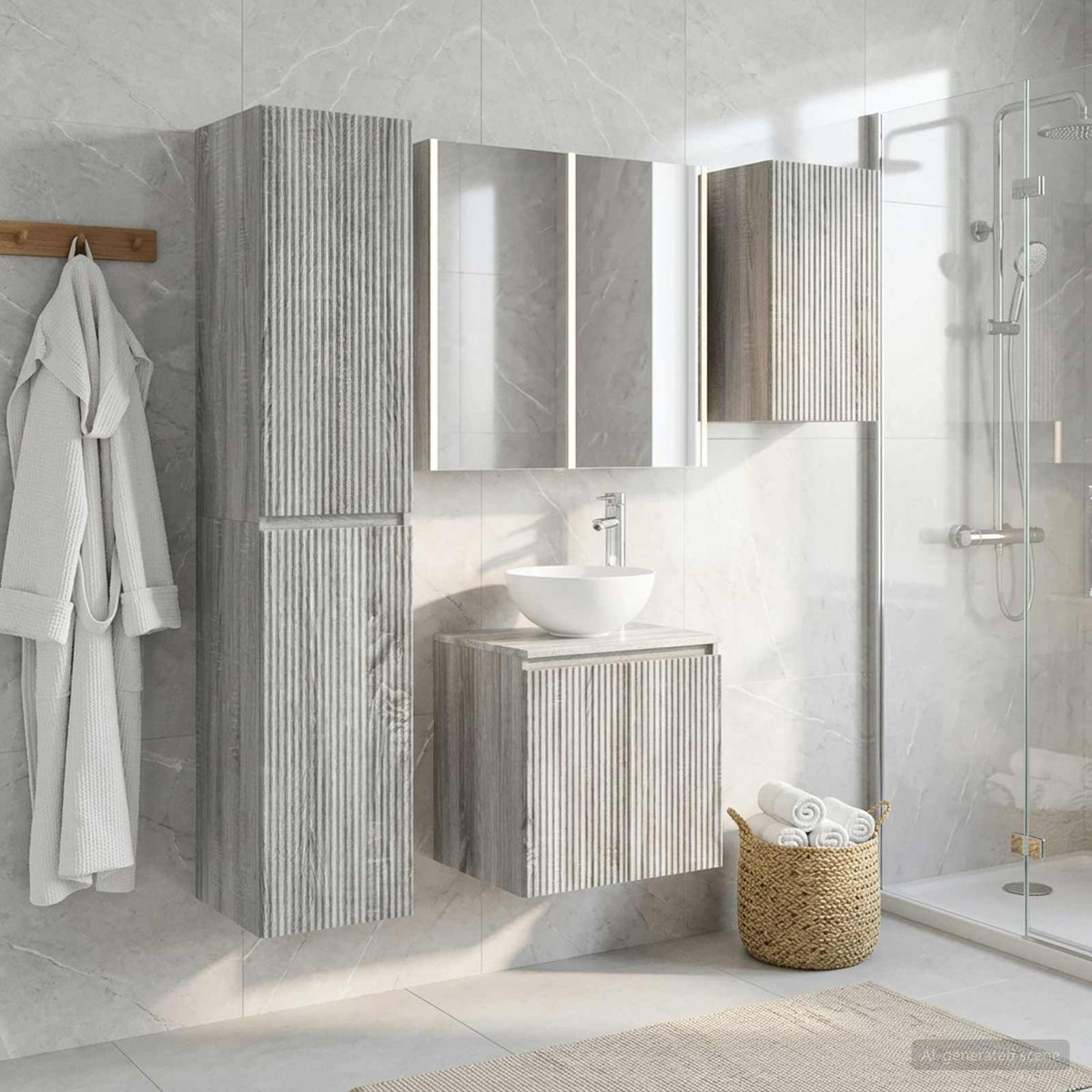 vidaXL Bathroom Cabinet Set 5 pcs Grey Sonoma Engineered Wood 1