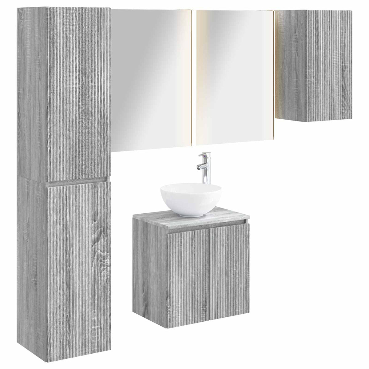 vidaXL Bathroom Cabinet Set 5 pcs Grey Sonoma Engineered Wood 2