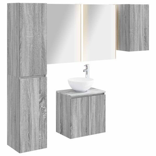 Bathroom Cabinet Set 5 pcs 53 x 15.5 x 70 cm Grey Sonoma