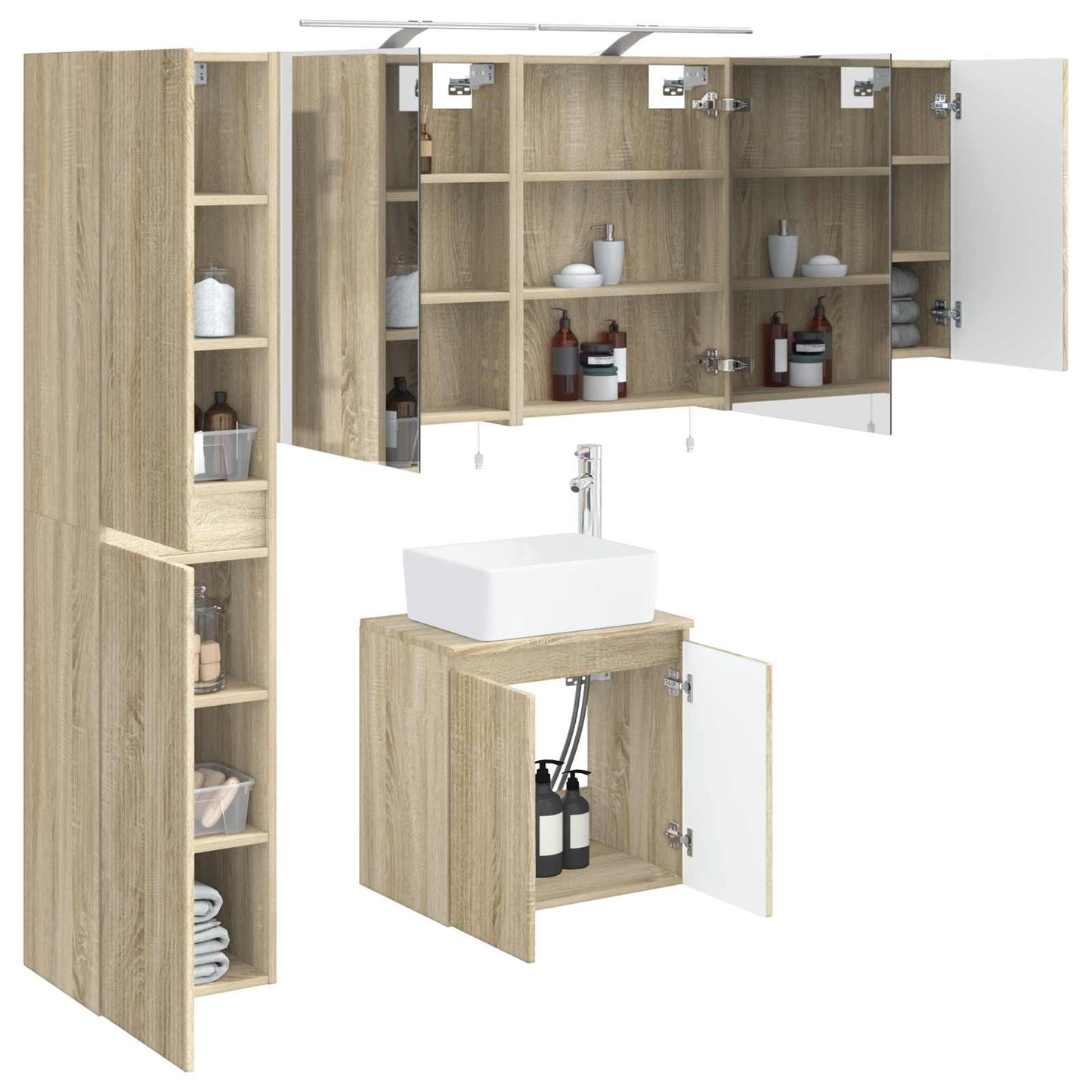 vidaXL Bathroom Cabinet Set 5 pcs Sonoma Oak Engineered Wood 3