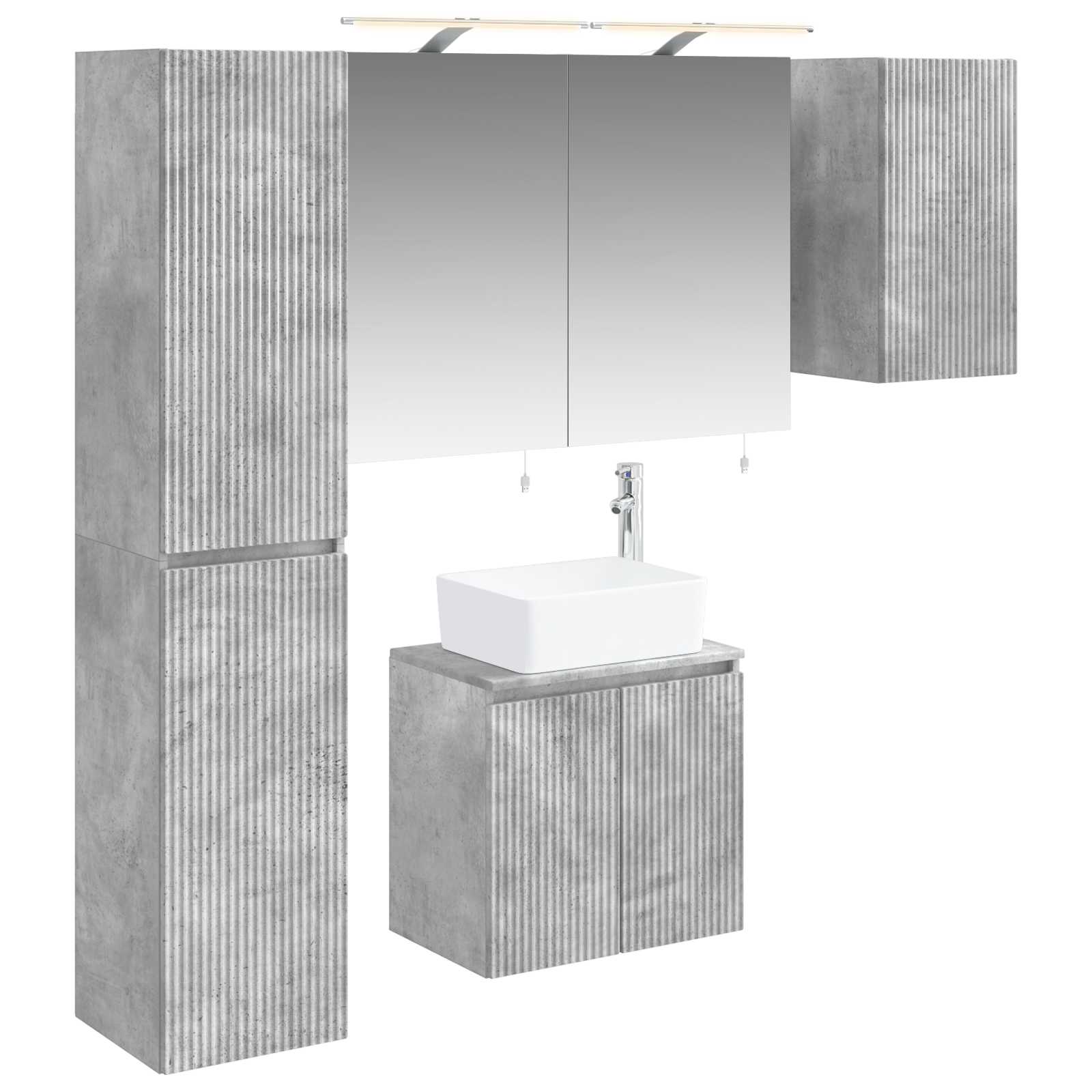 vidaXL Bathroom Cabinet Set 5 pcs Concrete Grey Engineered Wood 2