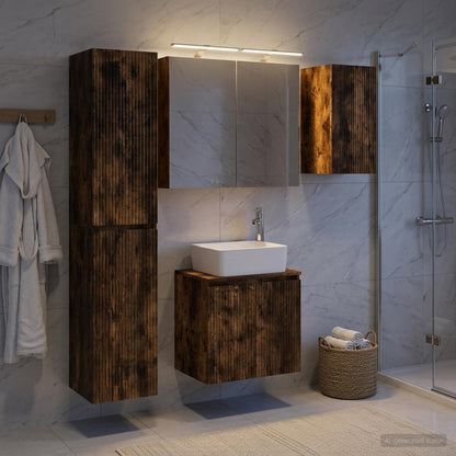vidaXL Bathroom Cabinet Set 5 pcs Smoked Oak Engineered Wood 4