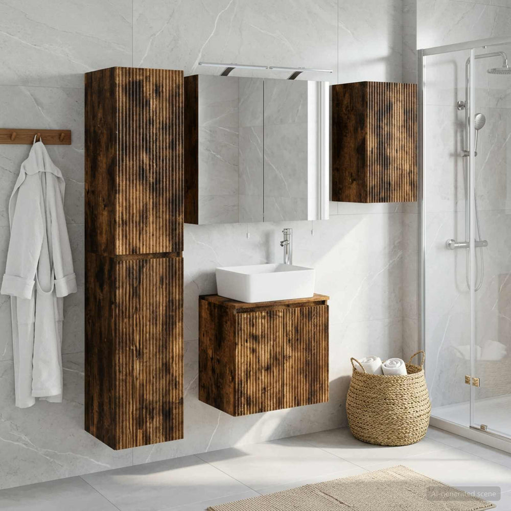vidaXL Bathroom Cabinet Set 5 pcs Smoked Oak Engineered Wood
