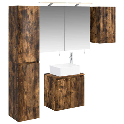 vidaXL Bathroom Cabinet Set 5 pcs Smoked Oak Engineered Wood 2