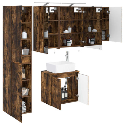 vidaXL Bathroom Cabinet Set 5 pcs Smoked Oak Engineered Wood 3