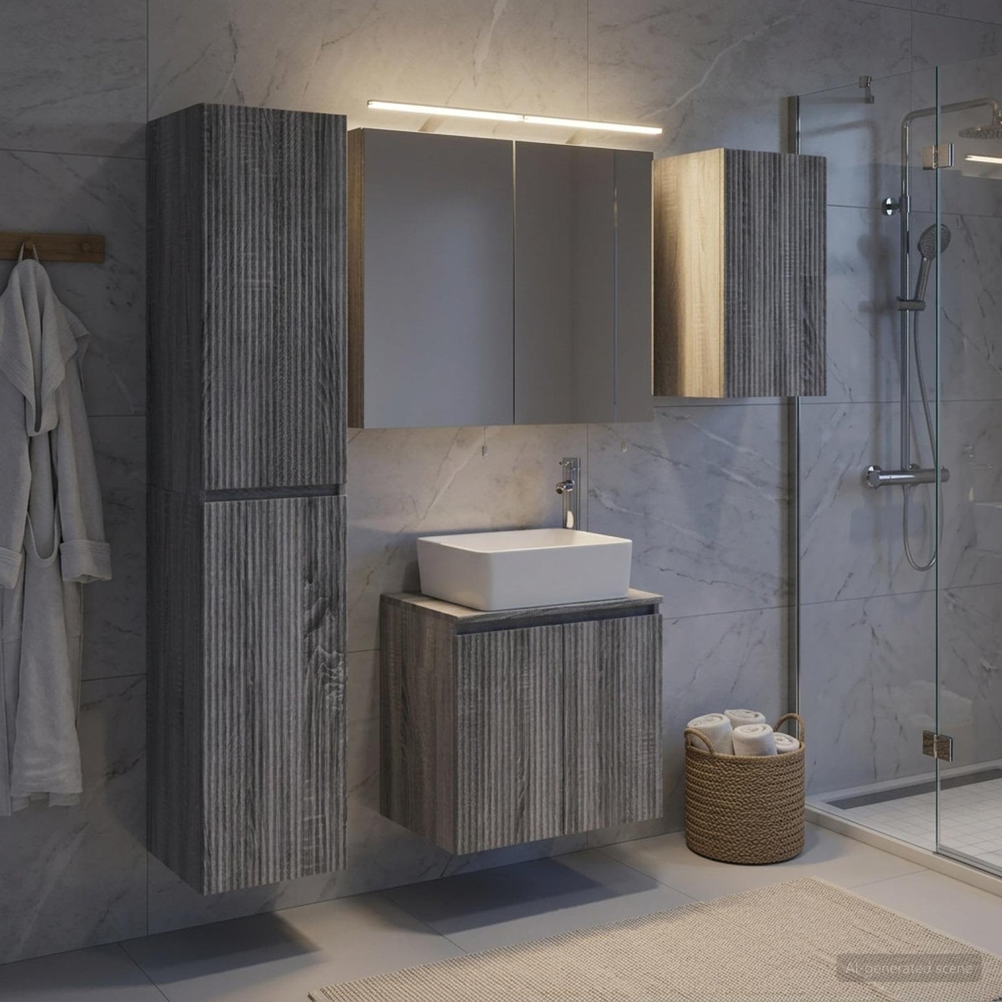 vidaXL Bathroom Cabinet Set 5 pcs Grey Sonoma Engineered Wood 4