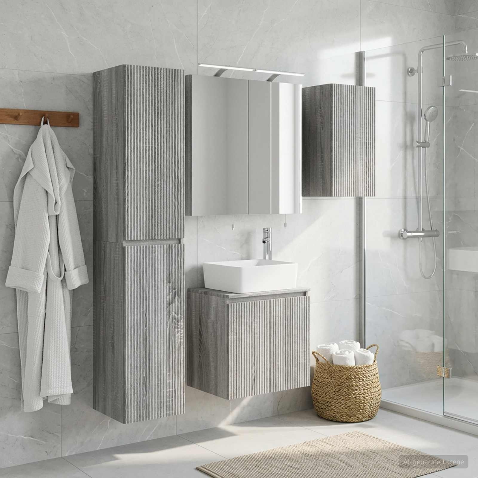 vidaXL Bathroom Cabinet Set 5 pcs Grey Sonoma Engineered Wood 1