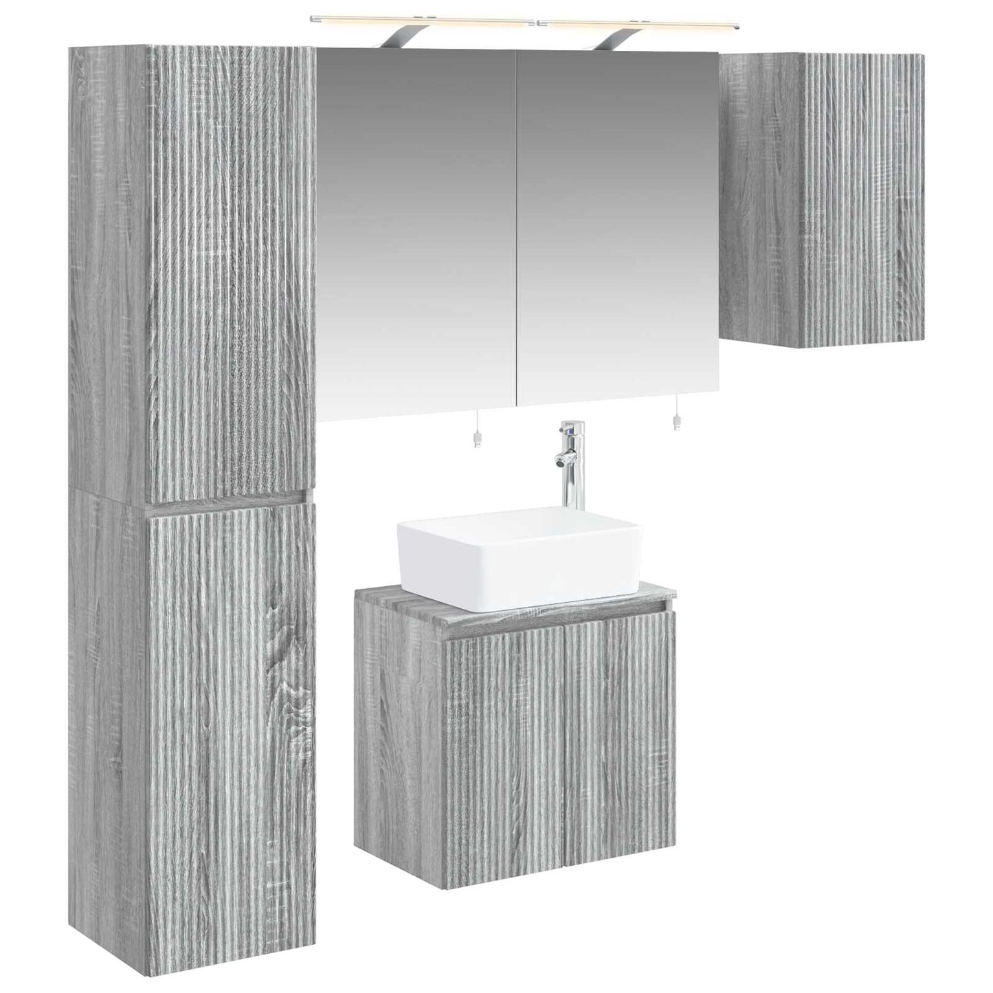 vidaXL Bathroom Cabinet Set 5 pcs Grey Sonoma Engineered Wood 2