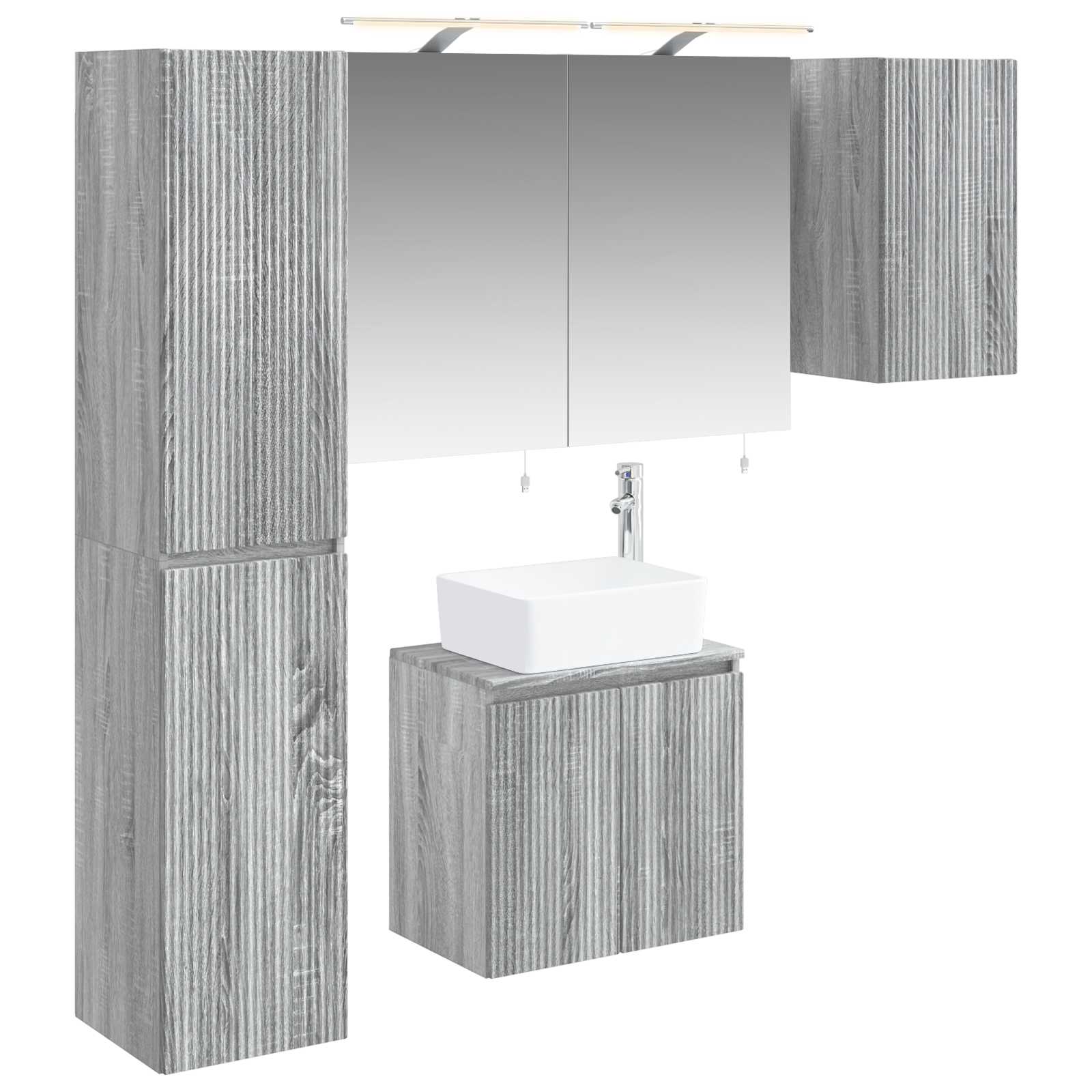 vidaXL Bathroom Cabinet Set 5 pcs Grey Sonoma Engineered Wood 2