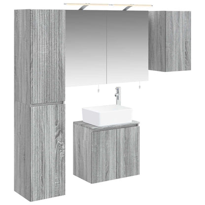 vidaXL Bathroom Cabinet Set 5 pcs Grey Sonoma Engineered Wood 2