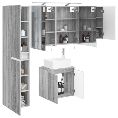 vidaXL Bathroom Cabinet Set 5 pcs Grey Sonoma Engineered Wood 3