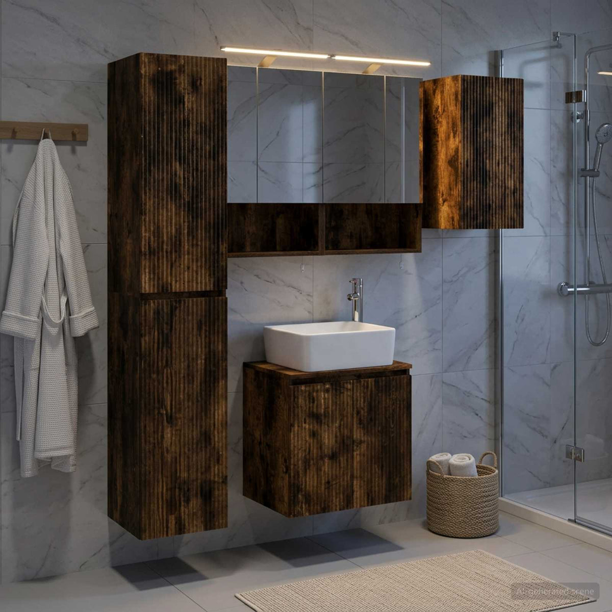 vidaXL Bathroom Cabinet Set 5 pcs Smoked Oak Engineered Wood 1