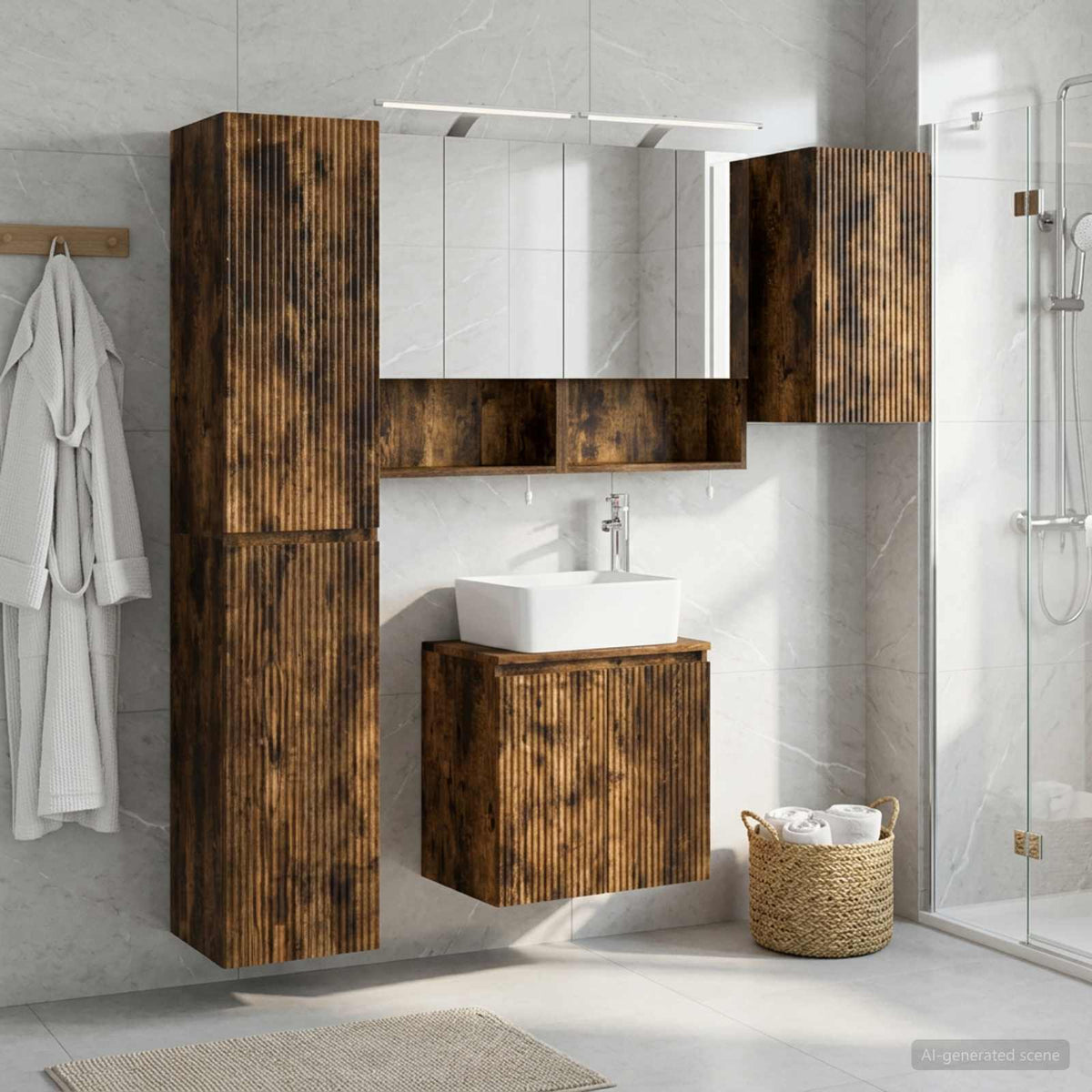 vidaXL Bathroom Cabinet Set 5 pcs Smoked Oak Engineered Wood 4