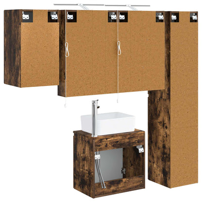 vidaXL Bathroom Cabinet Set 5 pcs Smoked Oak Engineered Wood 2
