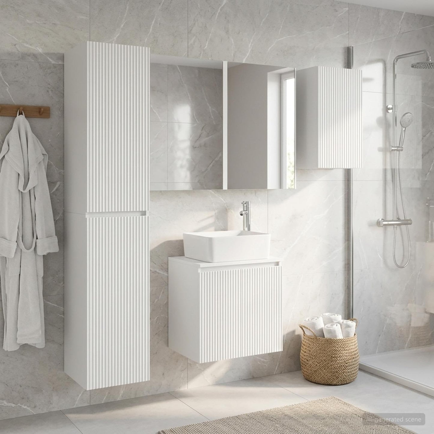 vidaXL Bathroom Cabinet Set 5 pcs White Engineered Wood 4