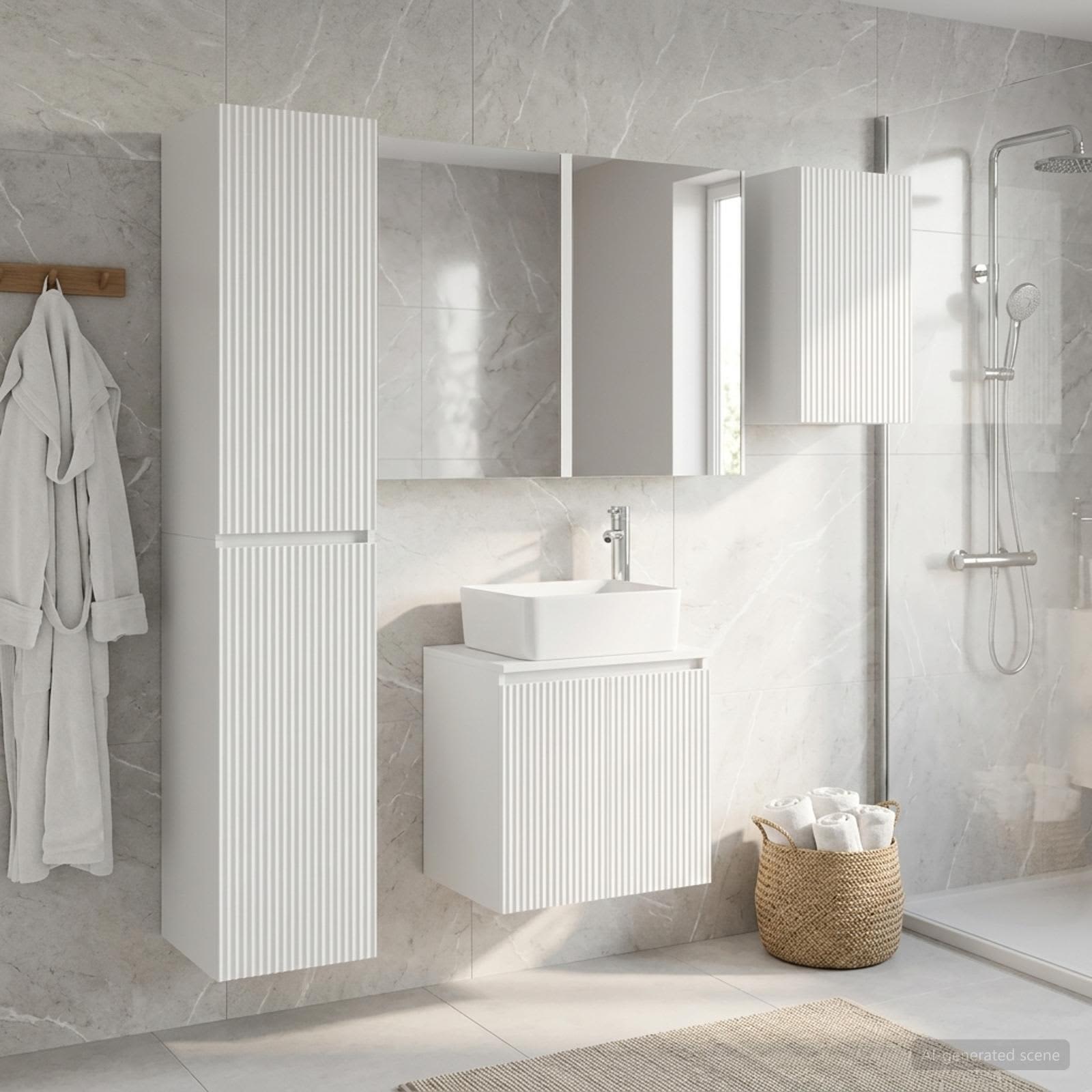 vidaXL Bathroom Cabinet Set 5 pcs White Engineered Wood 4