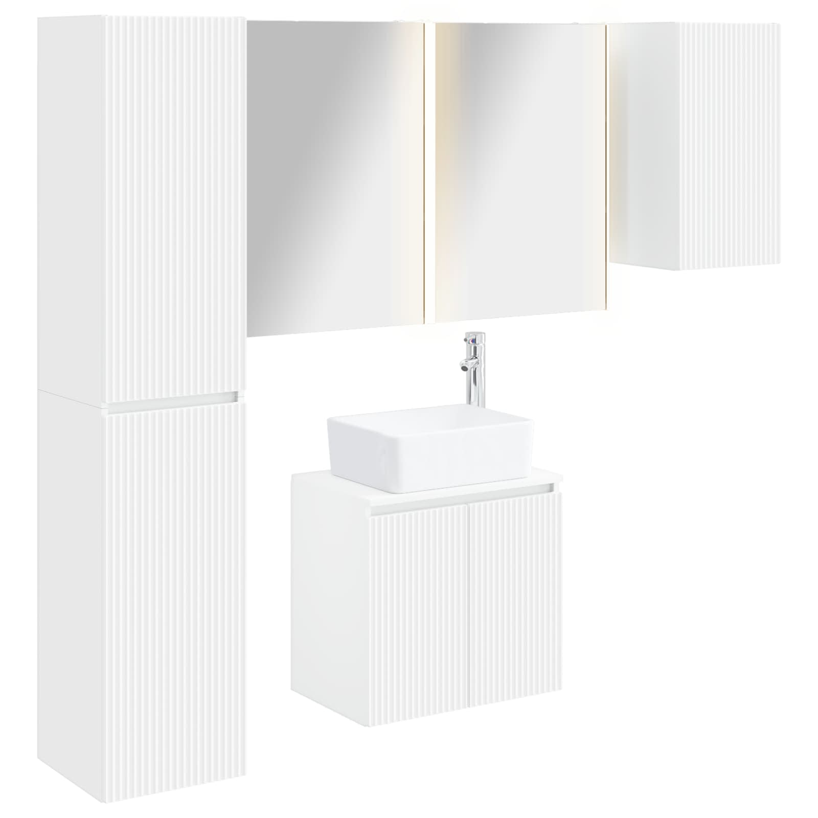 vidaXL Bathroom Cabinet Set 5 pcs White Engineered Wood 2