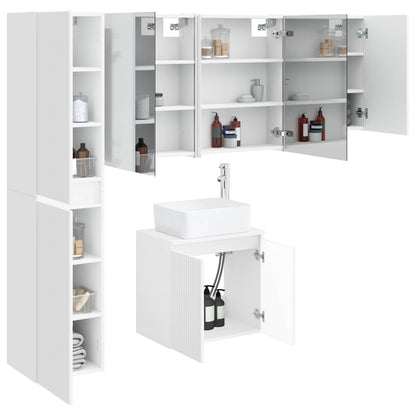 vidaXL Bathroom Cabinet Set 5 pcs White Engineered Wood 3
