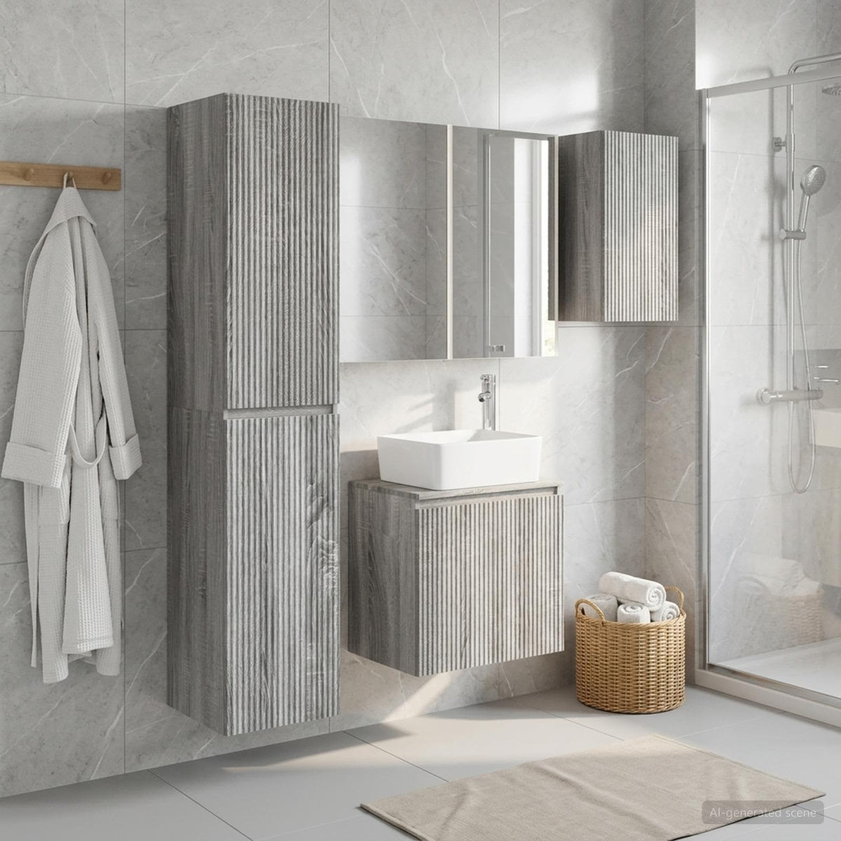 vidaXL Bathroom Cabinet Set 5 pcs Grey Sonoma Engineered Wood 4