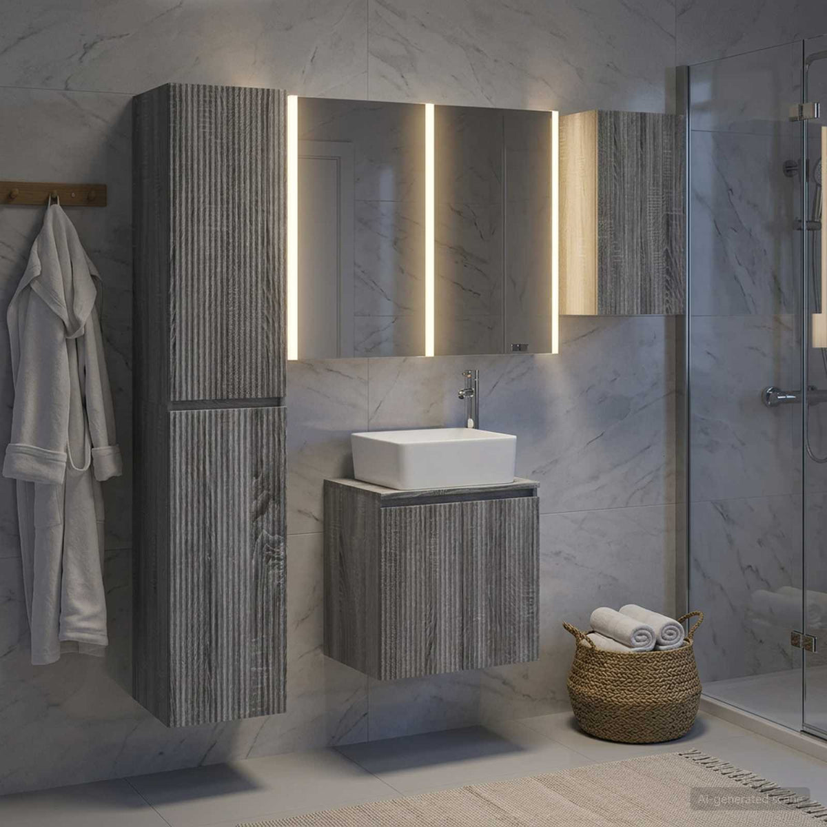 vidaXL Bathroom Cabinet Set 5 pcs Grey Sonoma Engineered Wood 1