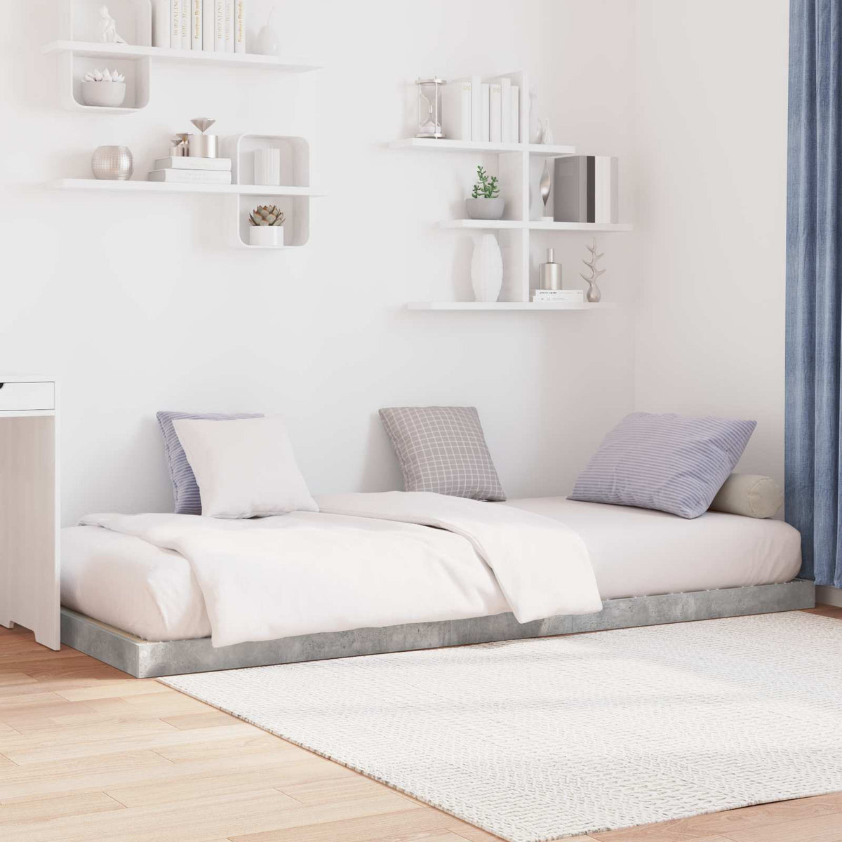 Floor Bed Frame 80 x 200 cm Engineered Wood Concrete grey