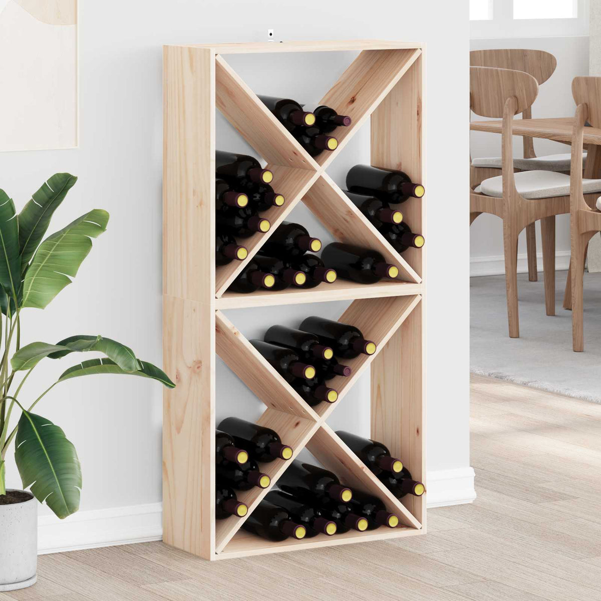 Wine Cabinet 62x25x62 cm Solid Wood Pine Natural with 4 holes 2