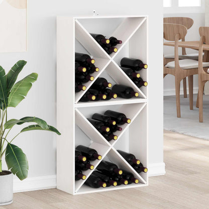 Wine Cabinet 62x25x62 cm Solid Wood Pine White with 4 holes 2