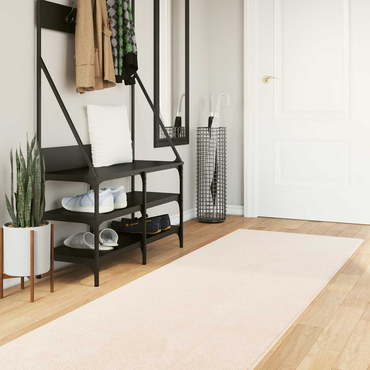 Rug HUARTE Short Pile Soft Washable Beige