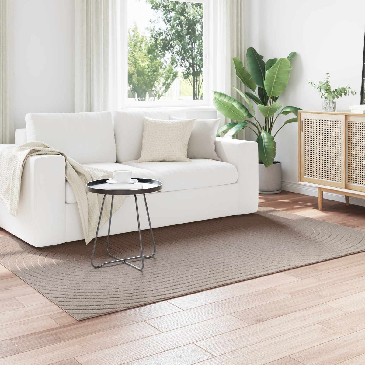 Indoor Outdoor Rug PALMERAS Polyester Zen Sand Beige