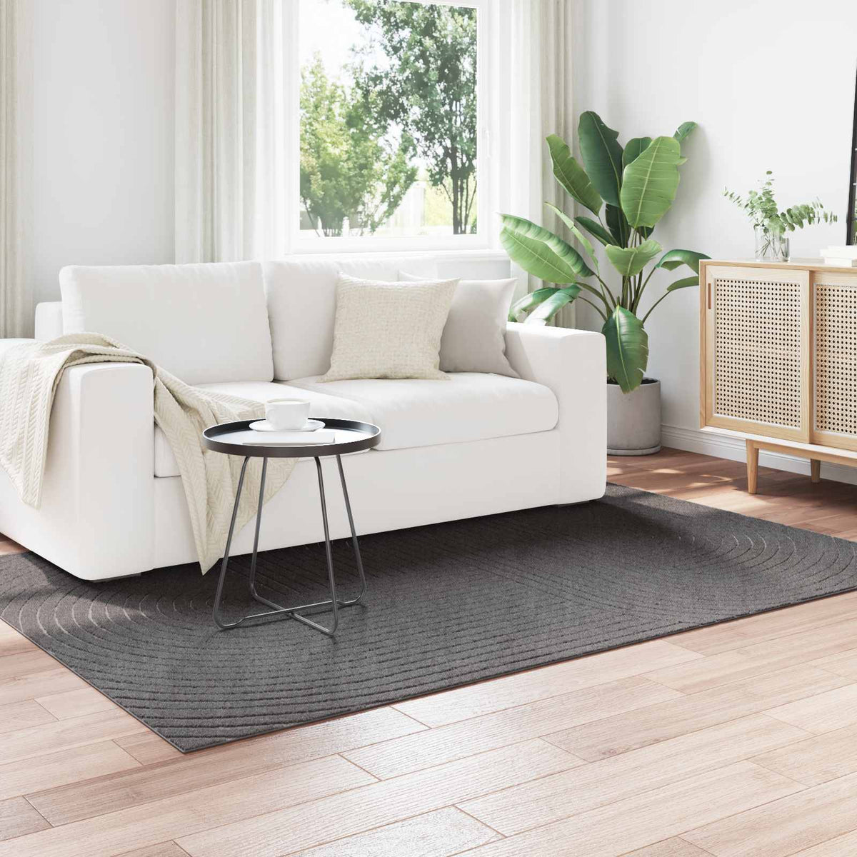 Indoor and Outdoor Rug PALMERAS Zen Sand Anthracite 160 x 230 cm